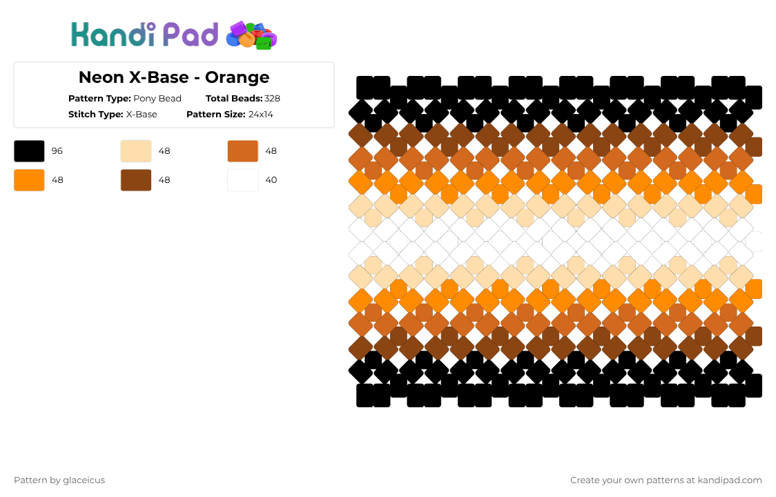 Neon X-Base - Orange - Pony Bead Pattern by glaceicus on Kandi Pad - orange,neon