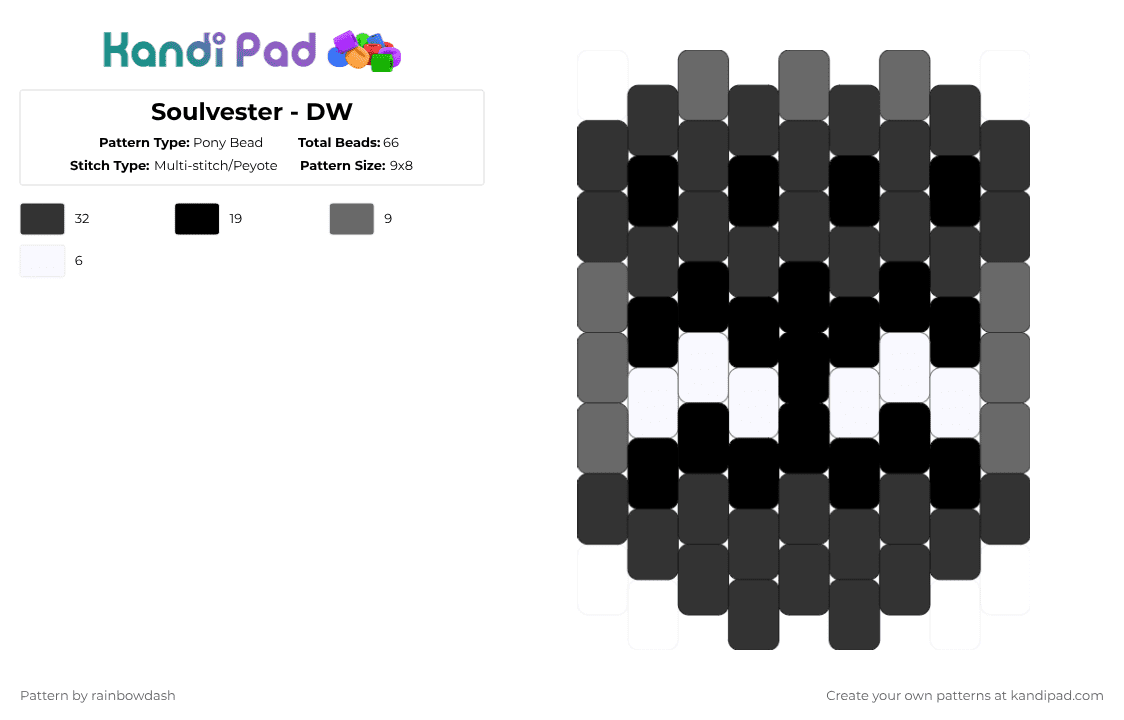 Soulvester - DW - Pony Bead Pattern by glaceicus on Kandi Pad - ghost,halloween,dandysworld,dandy,connie,spooky,scary,skeletons