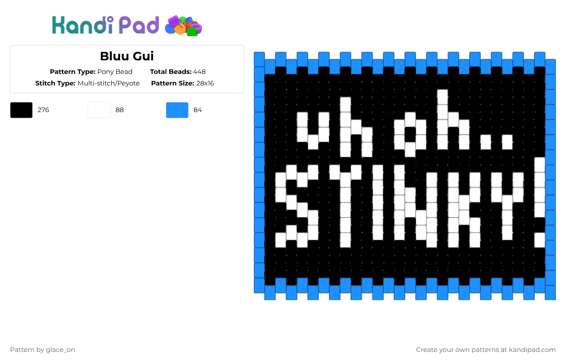 Bluu Gui - Pony Bead Pattern by glaceicus on Kandi Pad - white,light blue,blue,bluudud,forsaken,gui,bluugui