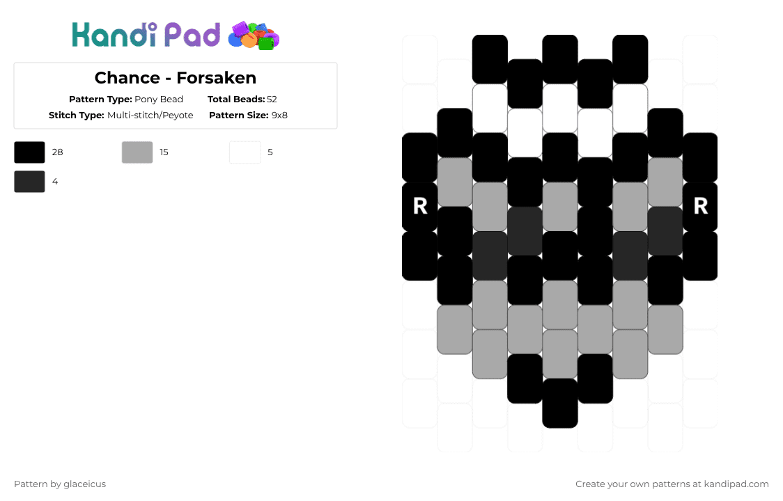 Chance - Forsaken - Pony Bead Pattern by glaceicus on Kandi Pad - beige,cotdchance,chance,forsaken,grey,black,im chance and i love gambling,gamble gamble gambleee,lol