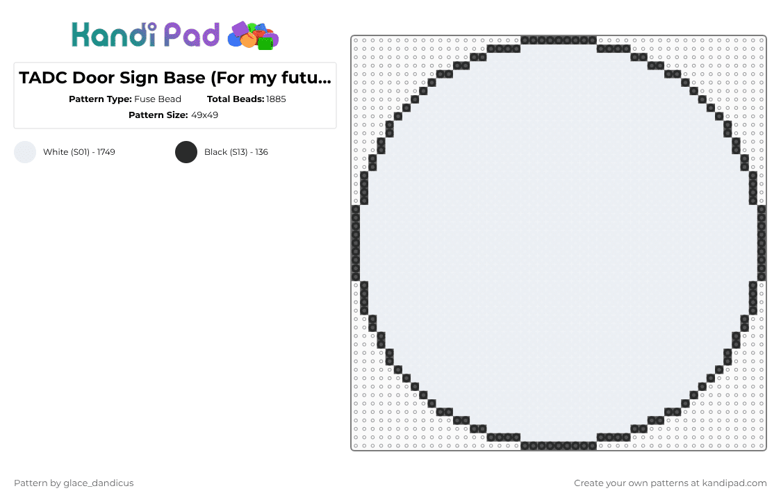 TADC Door Sign Base (For my future patterns) - Fuse Bead Pattern by glaceicus on Kandi Pad - white,tadc,the amazing digital circus,digital circus,door,sign,amazing digital circus,base