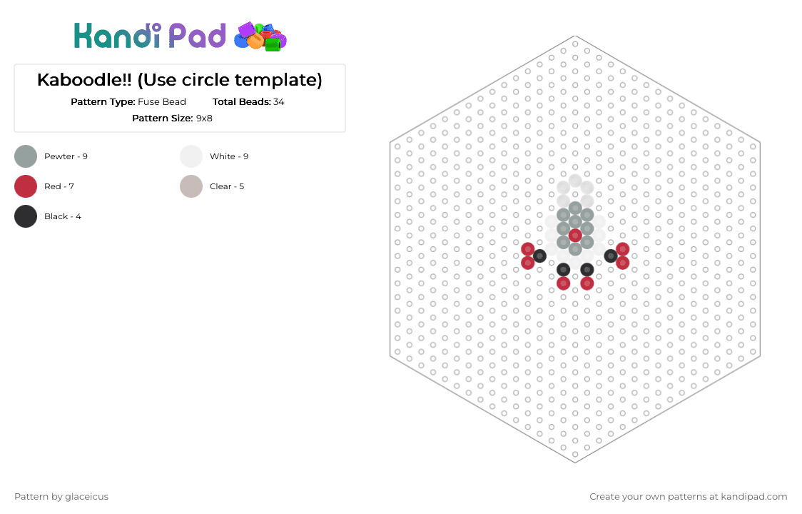 Kaboodle!! (Use circle template) - Fuse Bead Pattern by glaceicus on Kandi Pad - gameoverse, glitch, gray, kaboodle, red, robot, video game
