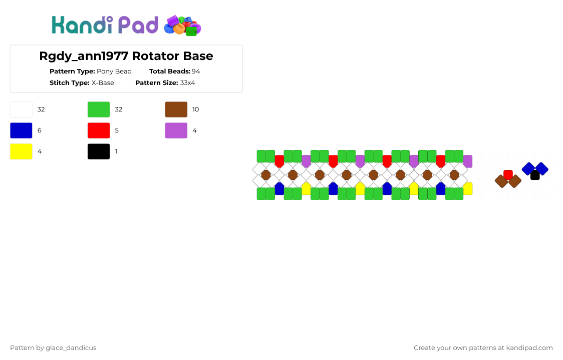 Rgdy_ann1977 Rotator Base - Pony Bead Pattern by glaceicus on Kandi Pad - red,green,ihasafacelulz,rgdyann1977,rgdy,arg,roblox,fiction,ann