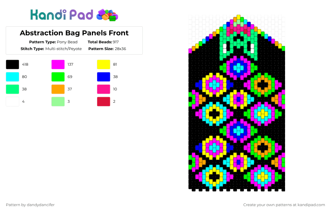 Abstraction Bag Panels Front - Pony Bead Pattern by glaceicus on Kandi Pad - black,pink,green,colorful,ribbit,abstraction,theamazingdigitalcircus,eyes,h,gd