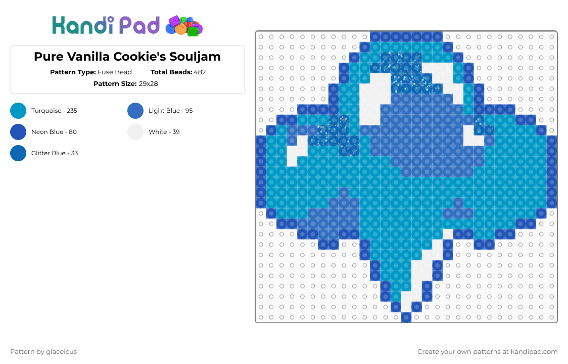 Pure Vanilla Cookie\'s Souljam - Fuse Bead Pattern by glaceicus on Kandi Pad - blue,light blue,crk,cookie run,ancients,soul jam,pure vanilla