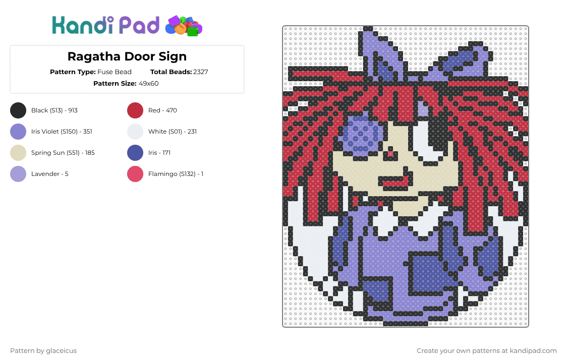 Ragatha Door Sign - Fuse Bead Pattern by glaceicus on Kandi Pad - red,blue,tadc,ragatha,doll,digital circus,the amazing digital circus