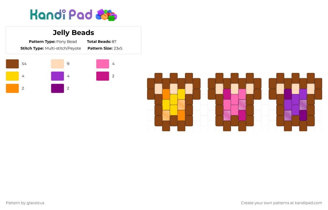 Jelly Beads - Pony Bead Pattern by glaceicus on Kandi Pad - red,cotdbread,jelly,bread,marmalade,strawberry,grape