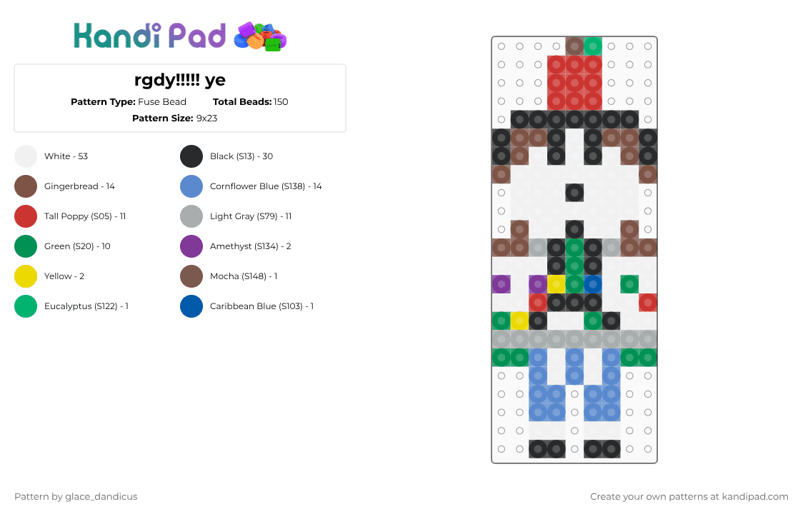 rgdy!!!!! ye - Fuse Bead Pattern by glaceicus on Kandi Pad - ann, arg, blue, colorful, green, ihasafacelulz, rgdy, rgdyann1977, roblox, tan, white