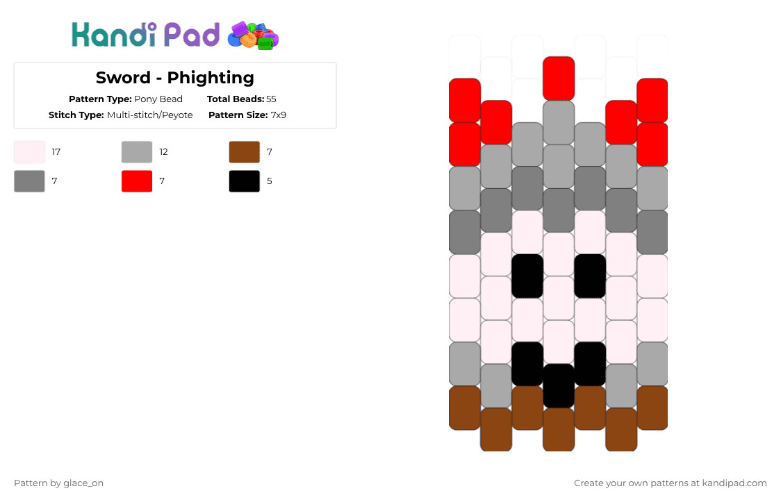 Sword - Phighting - Pony Bead Pattern by glaceicus on Kandi Pad - red,beige,sword,roblox,phighting,swordphighting