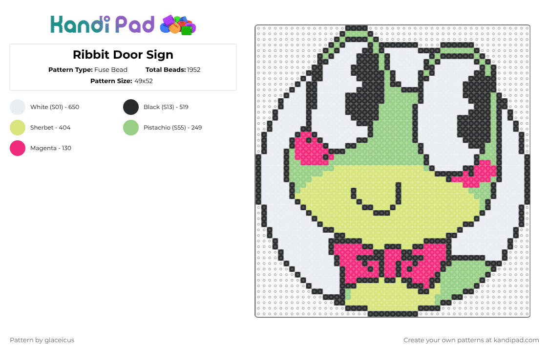 Ribbit Door Sign - Fuse Bead Pattern by glaceicus on Kandi Pad - yellow,ribbit,tadc,the amazing digital circus,frog,abstracted,jax,digital circus,green