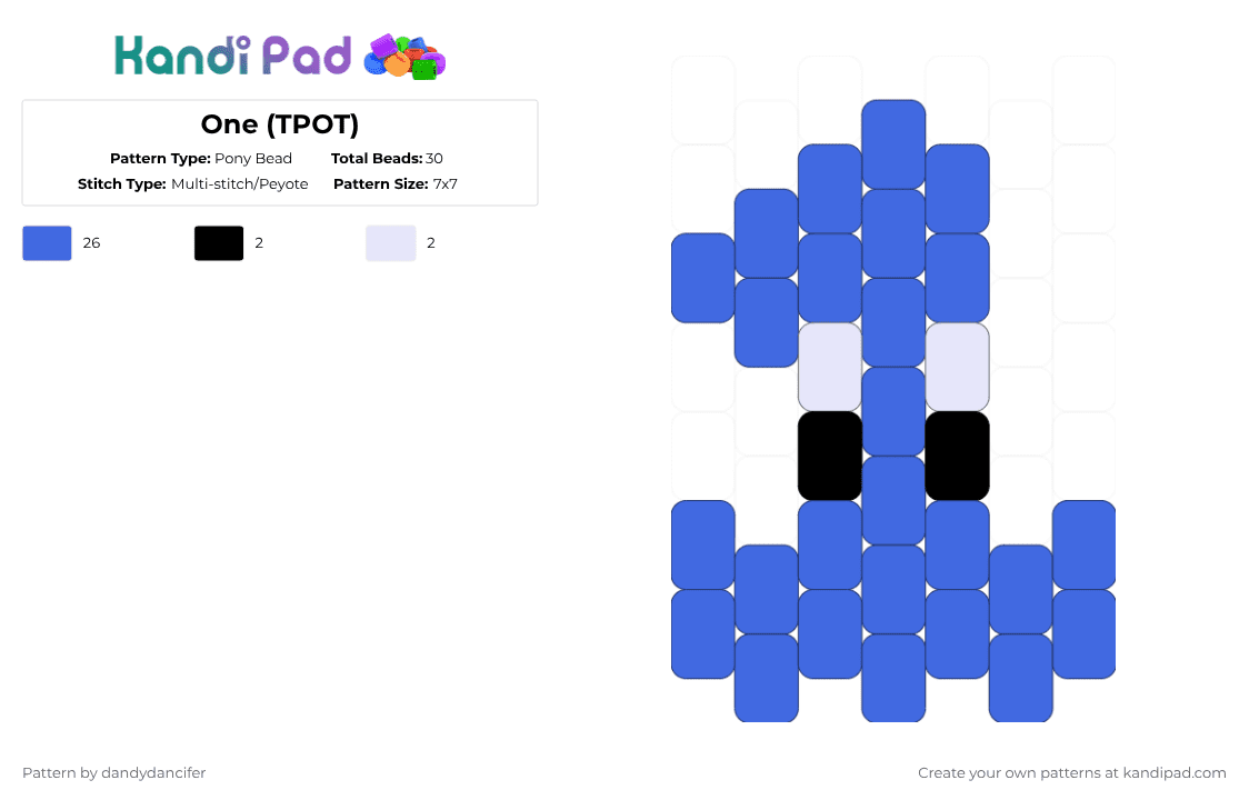 One (TPOT) - Pony Bead Pattern by glaceicus on Kandi Pad - blue,tpot,one,1,thepoweroftwo,bfdi,jacknjellify,battlefordreamisland