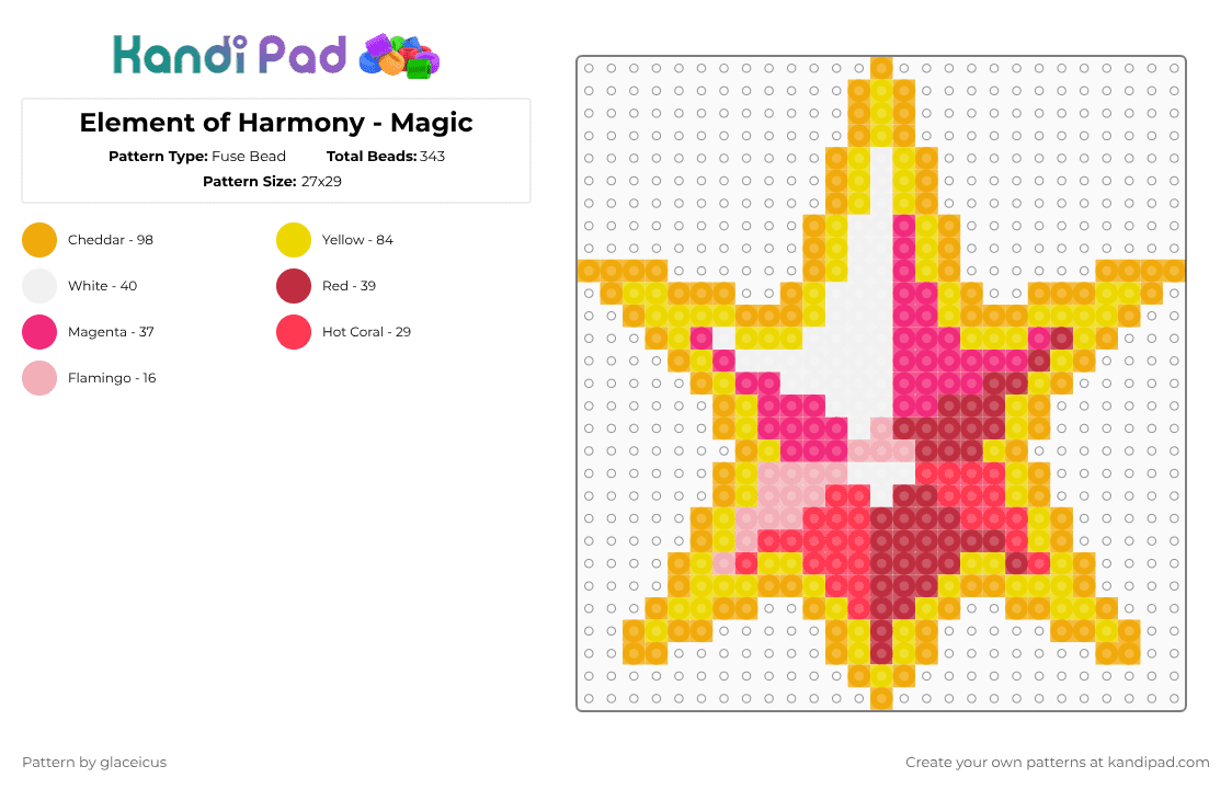 Element of Harmony - Magic - Fuse Bead Pattern by glaceicus on Kandi Pad - orange,yellow,red,cotdcrystals,twilight sparkle,element of harmony,magic,crystal,mlp,my little pony,gen 4