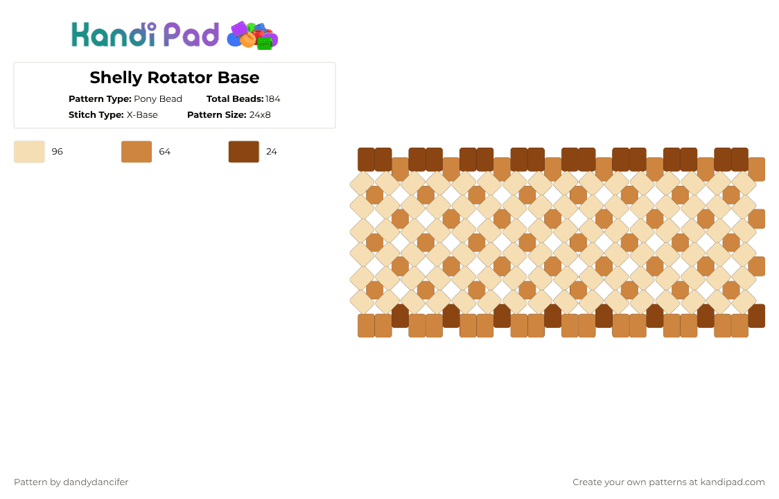 Shelly Rotator Base - Pony Bead Pattern by glaceicus on Kandi Pad - beige,orange,dandysworld,shelly,shell,fossil
