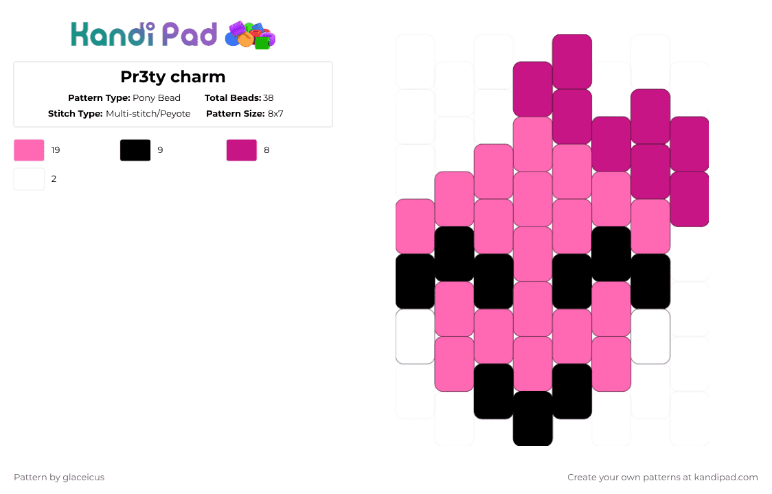 Pr3ty charm - Pony Bead Pattern by glaceicus on Kandi Pad - pink,pr3typriincess,pr3ty,princess,pr3ttypriincess,pr3typrincess,forsaken,colorkidds