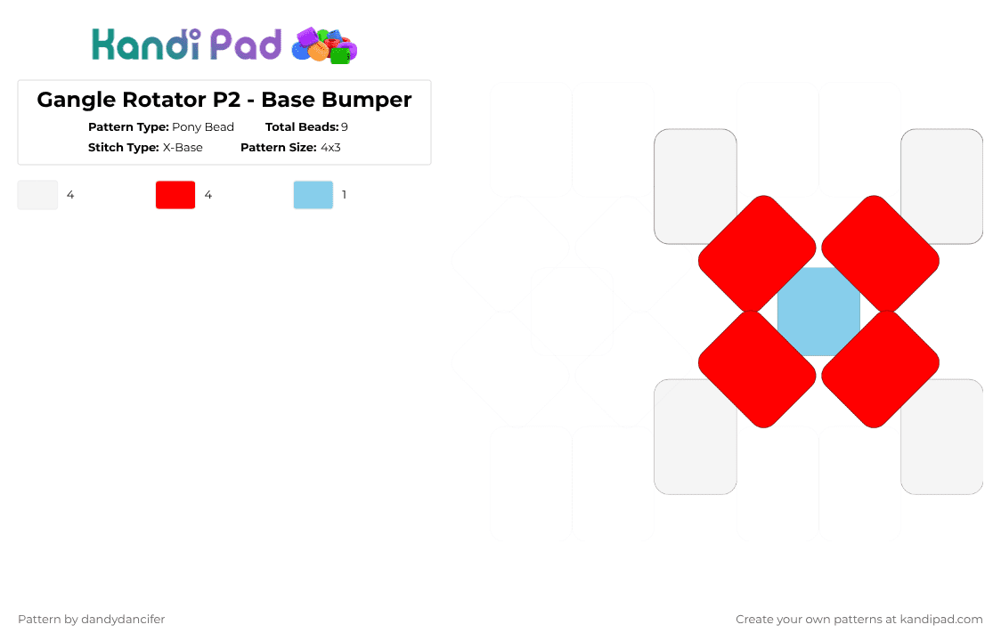 Gangle Rotator P2 - Base Bumper - Pony Bead Pattern by glaceicus on Kandi Pad - red