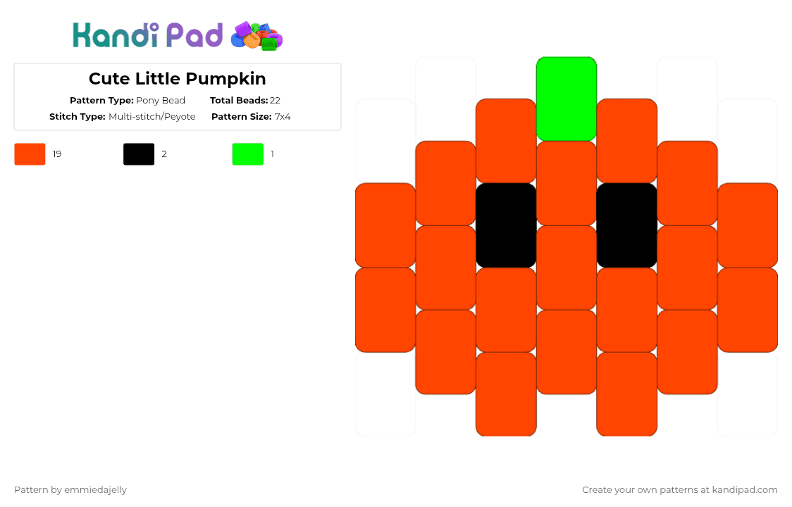 Cute Little Pumpkin - Pony Bead Pattern by emmiedajelly on Kandi Pad - red,pumpkin,halloween,spooky,cute,tiny,little,emmiedajelly
