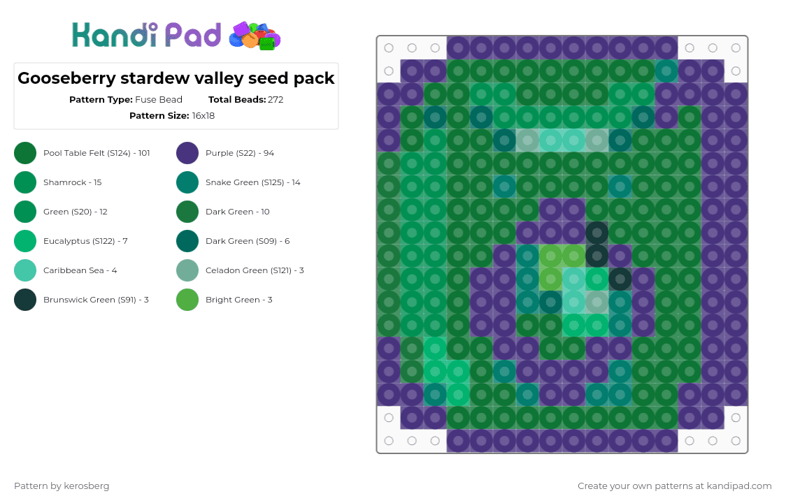 Gooseberry stardew valley seed pack - Fuse Bead Pattern by kerosberg on Kandi Pad - purple,green