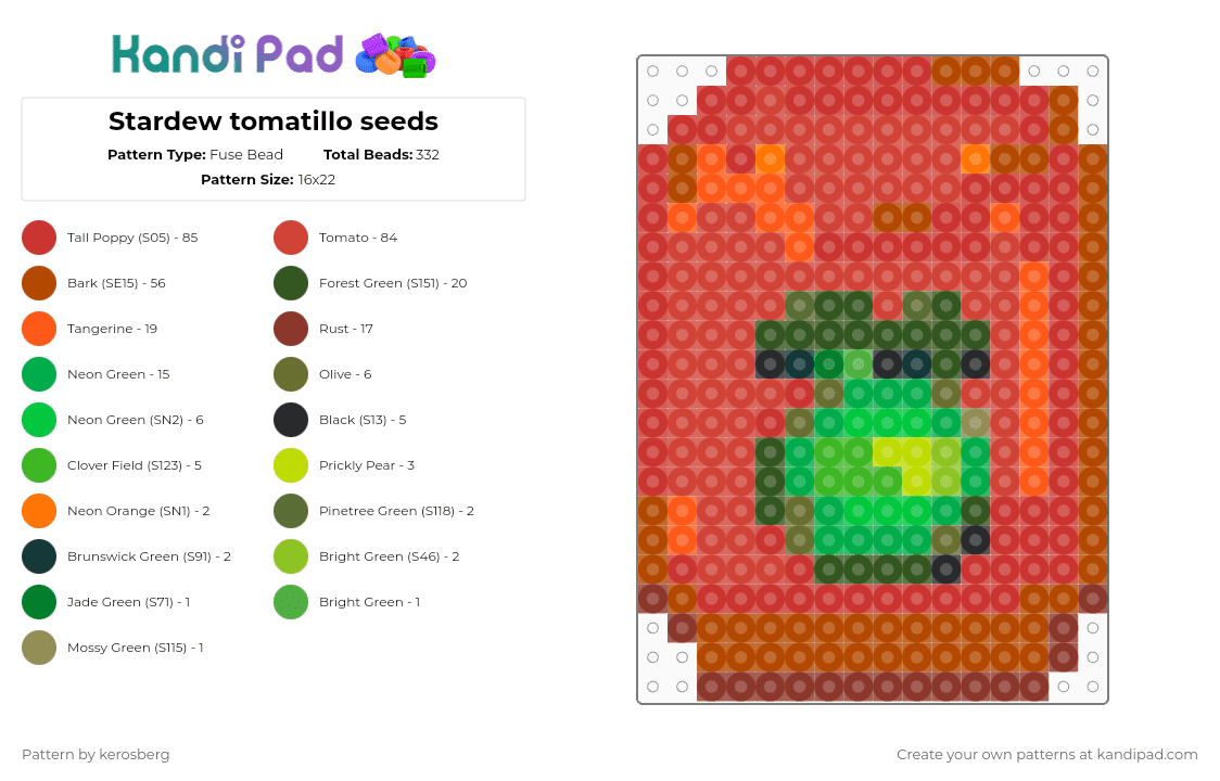 Stardew tomatillo seeds - Fuse Bead Pattern by kerosberg on Kandi Pad - red