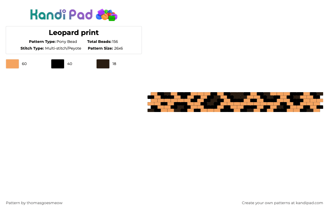 Leopard print - Pony Bead Pattern by tomluvsshark on Kandi Pad - orange,leopard print,leopard,animal print,print,cheetah print,cheetah