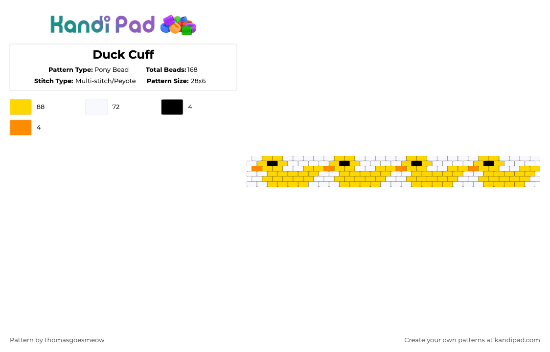 Duck Cuff - Pony Bead Pattern by tomluvsshark on Kandi Pad - yellow,duck,ducks,rubber duck,rubber ducks,lucifer,lucifer hazbin hotel,duck cuff,duckie