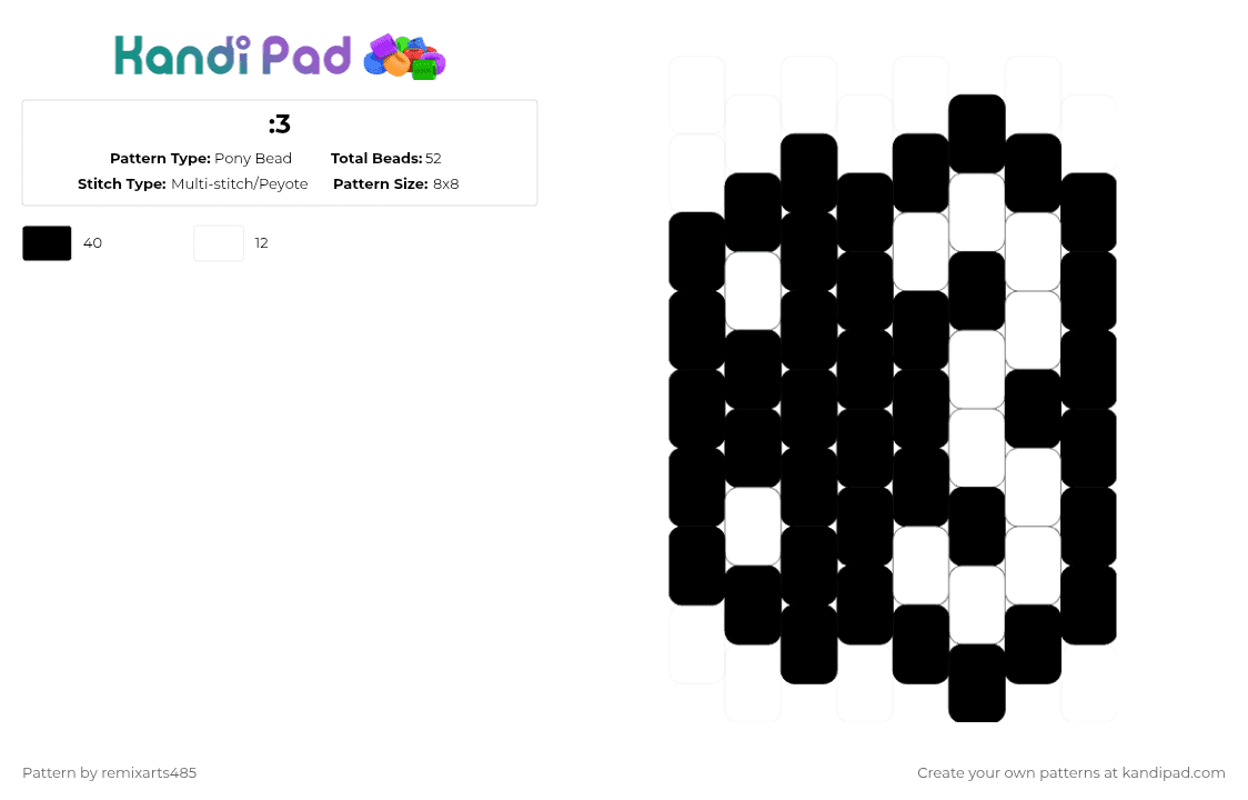 :3 Pony Bead Pattern - Kandi Pad | Kandi Patterns, Fuse Bead Patterns ...