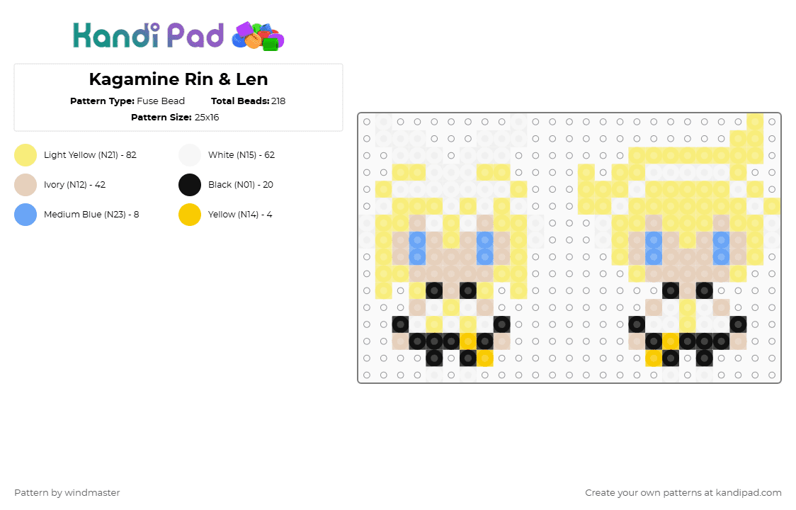Kagamine Rin & Len - Fuse Bead Pattern by windmaster on Kandi Pad - yellow,vocaloid,kagaminen rin,kagamine len,anime