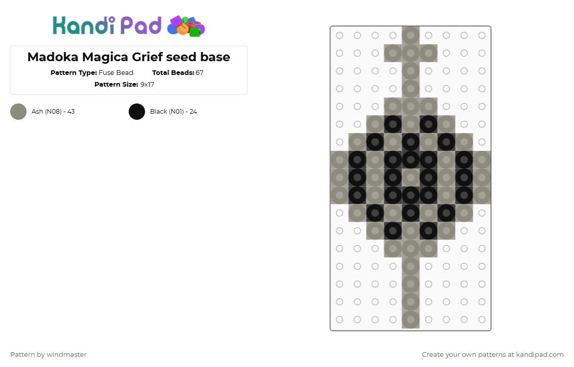 Madoka Magica Grief seed base - Fuse Bead Pattern by windmaster on Kandi Pad - gray,black,madoka magica,grief seed,anime,puella magi madoka magica