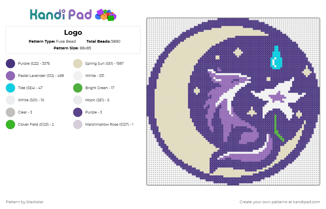 Logo - Fuse Bead Pattern by blackstar on Kandi Pad - purple,beige