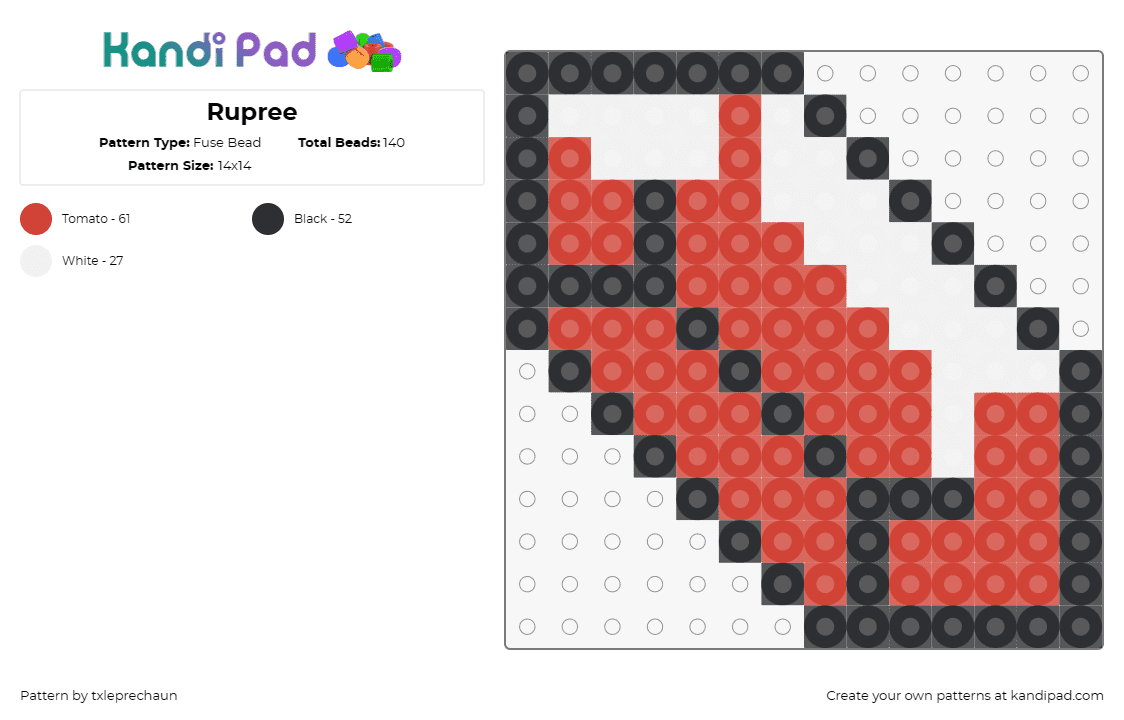 Rupree - Fuse Bead Pattern by txleprechaun on Kandi Pad - gems