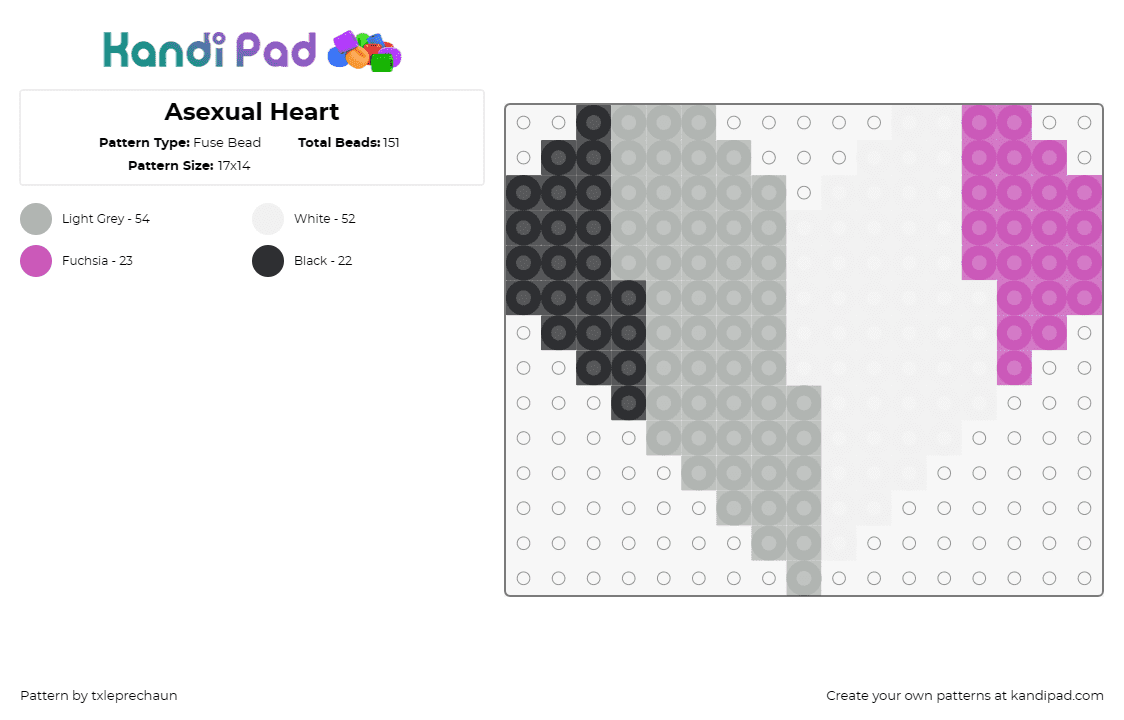 Asexual Heart - Fuse Bead Pattern by txleprechaun on Kandi Pad - asexual,hearts,pride