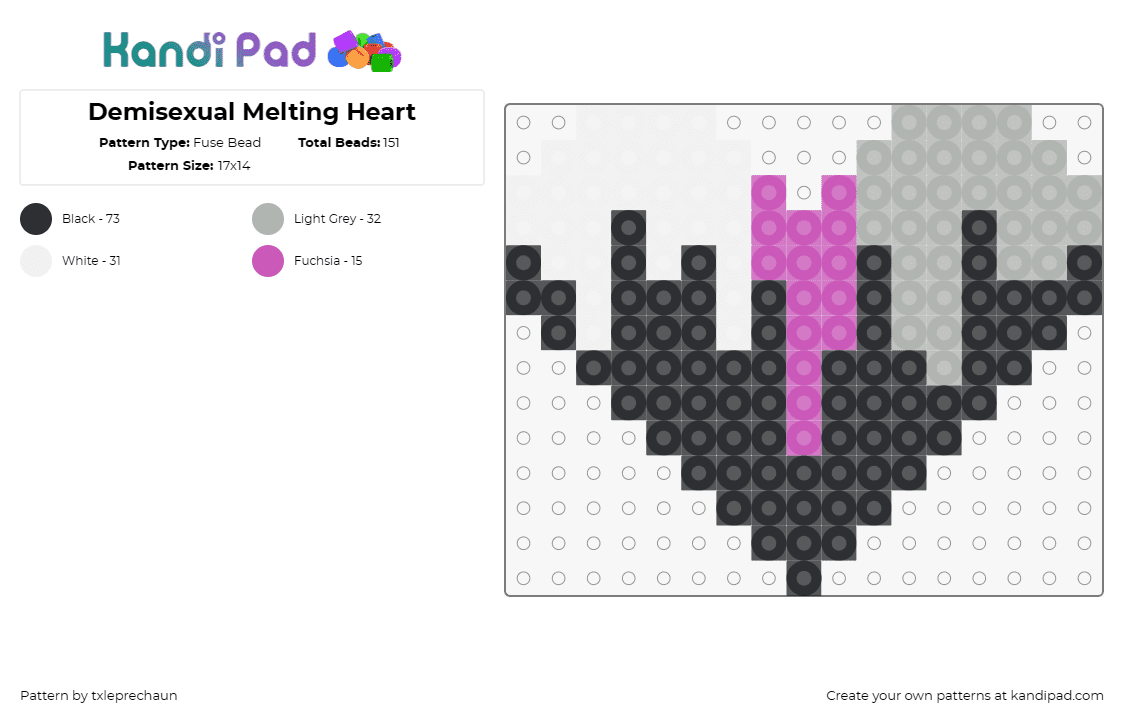 Demisexual Melting Heart - Fuse Bead Pattern by txleprechaun on Kandi Pad - demisexual,hearts,pride