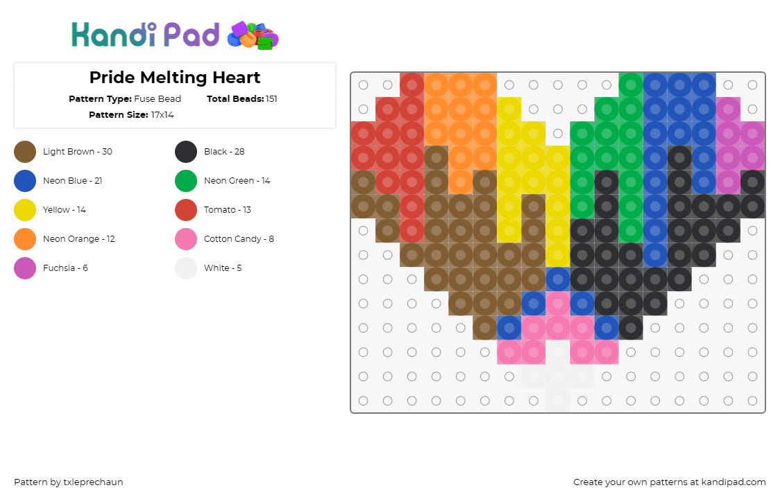 Pride Melting Heart - Fuse Bead Pattern by txleprechaun on Kandi Pad - hearts,pride