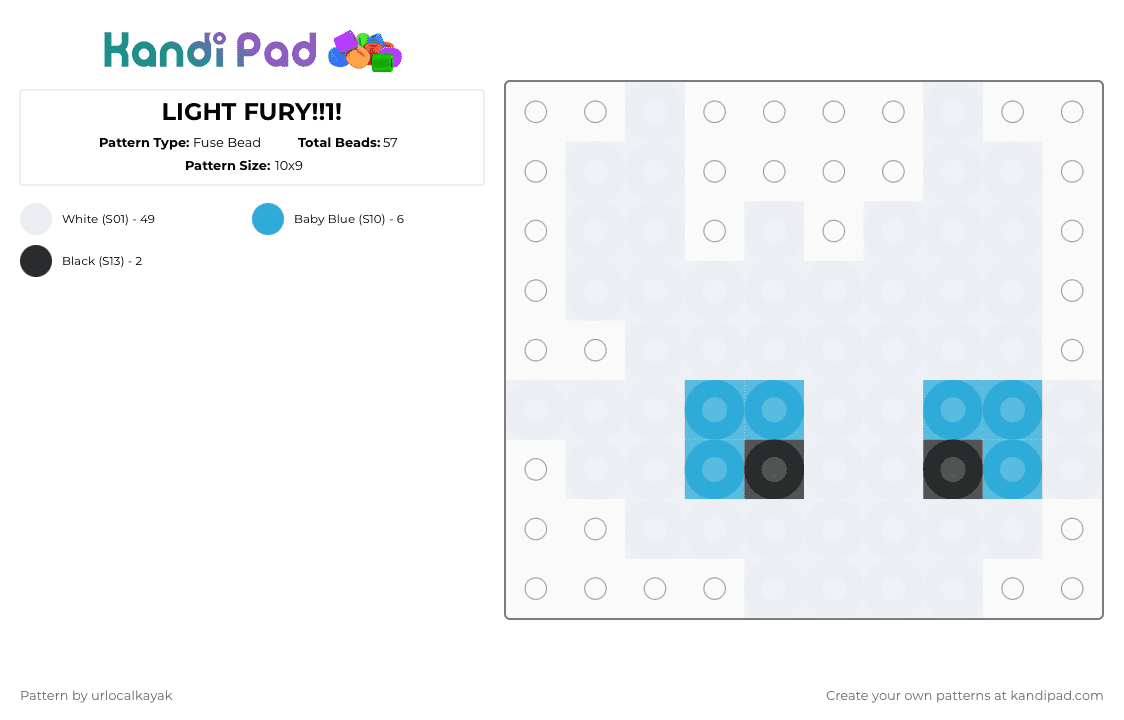 LIGHT FURY!!1! - Fuse Bead Pattern by urlocalkayak on Kandi Pad - 