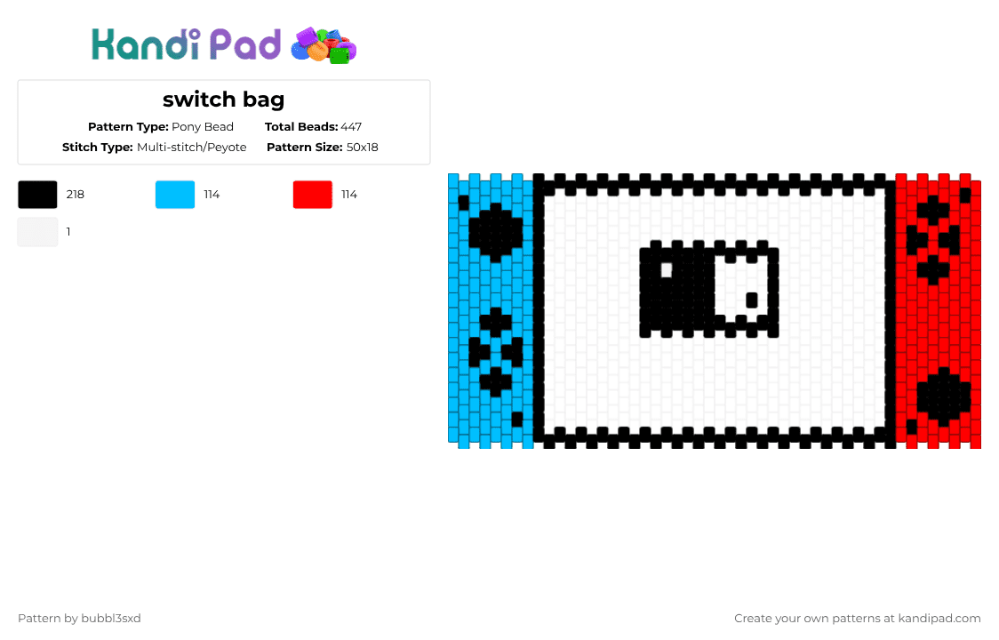 switch bag - Pony Bead Pattern by bubbl3sxd on Kandi Pad - light blue,red