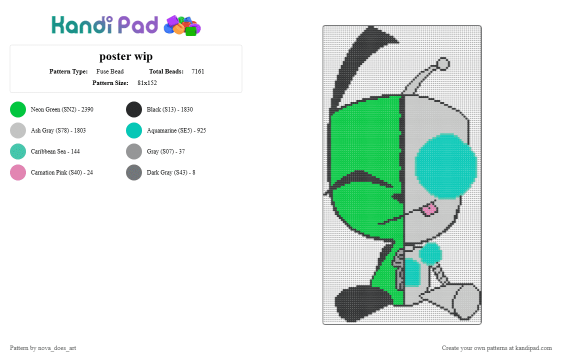 Gir wall art - Fuse Bead Pattern by juno on Kandi Pad - beige, green, teal