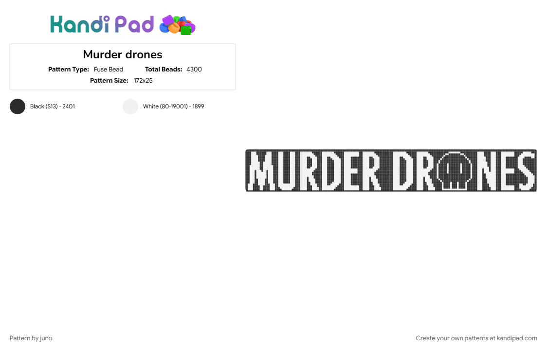 Murder drones - Fuse Bead Pattern by juno on Kandi Pad - black, murder drones, white