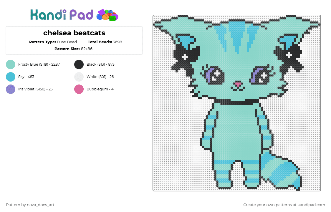 chelsea beatcats - Fuse Bead Pattern by nova_does_art on Kandi Pad - light blue