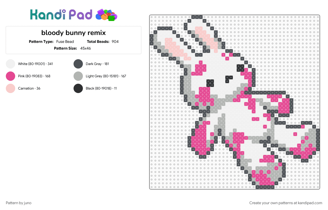 bloody bunny remix - Fuse Bead Pattern by juno on Kandi Pad - beige, gray