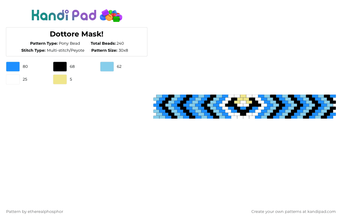 Ace’s husband bracelet - Pony Bead Pattern by etherealphosphor on Kandi Pad - light blue,ethereal phosphors husband