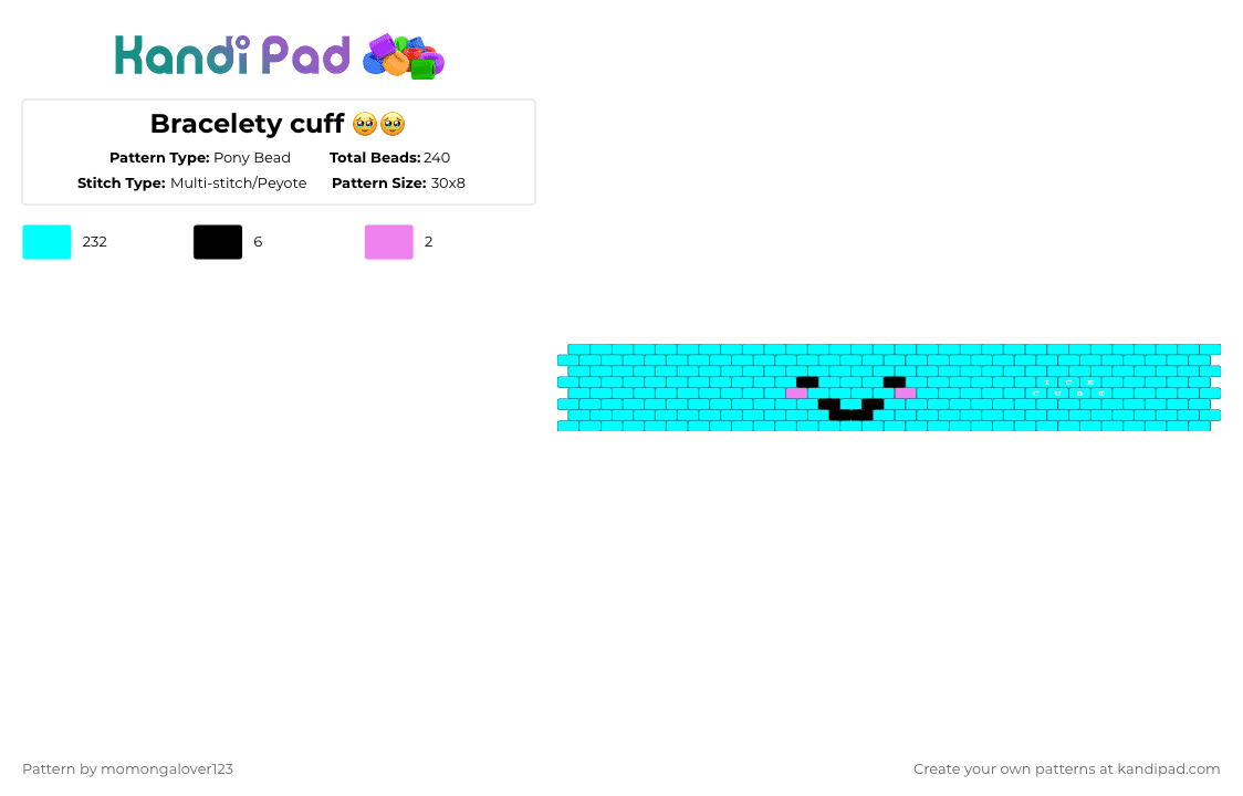 Bracelety cuff 🥹🥹 - Pony Bead Pattern by momongalover123 on Kandi Pad - light blue,bfdi,bfb,icecube,osc