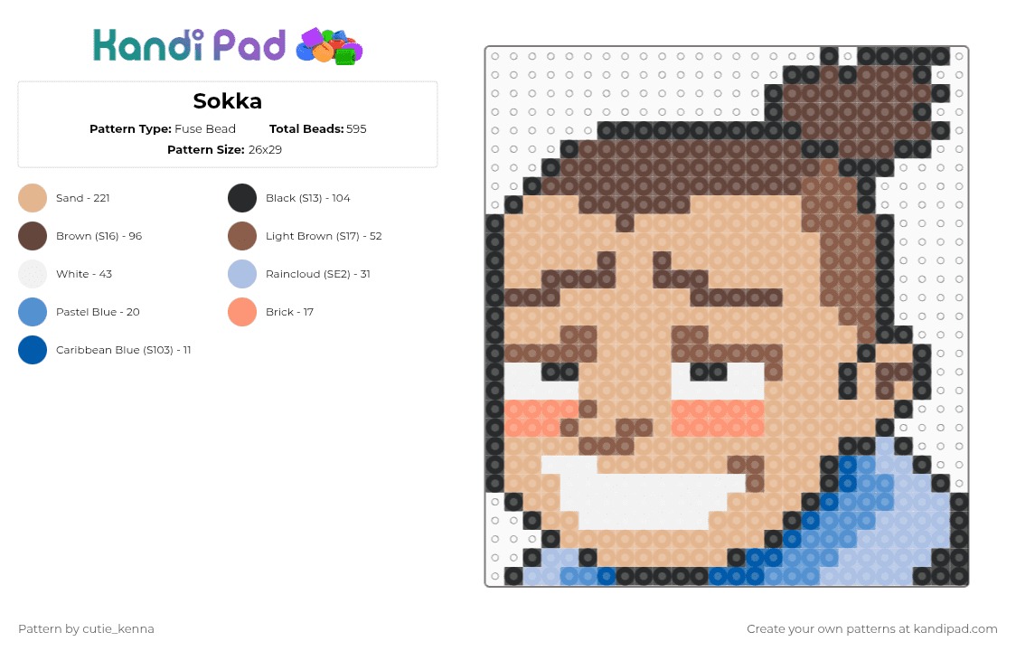 Sokka - Fuse Bead Pattern by cutie_kenna on Kandi Pad - brown,beige,sokka,trippin,cactus,quenched