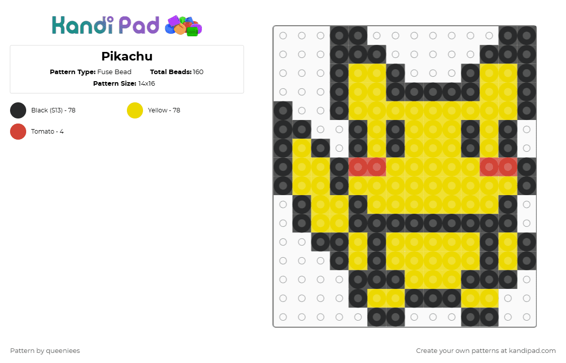 Pikachu - Fuse Bead Pattern by queeniees on Kandi Pad - yellow