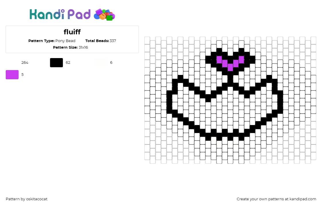 fluiff - Pony Bead Pattern by oskitacocat on Kandi Pad - furry,mask,simple,community,white