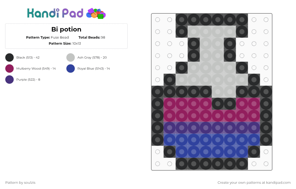 Bi potion - Fuse Bead Pattern by soulzis on Kandi Pad - beige,purple,bi,pride,loveislove,minecraft