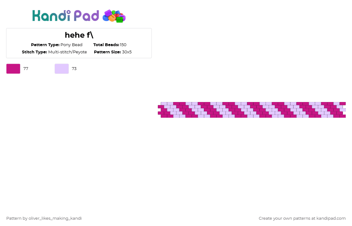 hehe f\\ - Pony Bead Pattern by oliver_likes_making_kandi on Kandi Pad - pink
