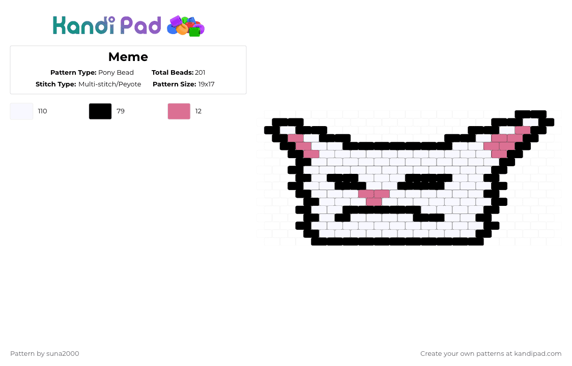 Meme - Pony Bead Pattern by suna2000 on Kandi Pad - white