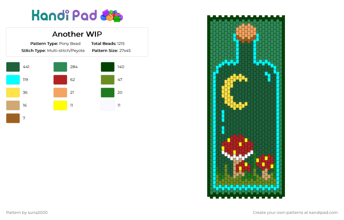 Mushrooms In A Jar Panel V1 - Pony Bead Pattern by suna2000 on Kandi Pad - 