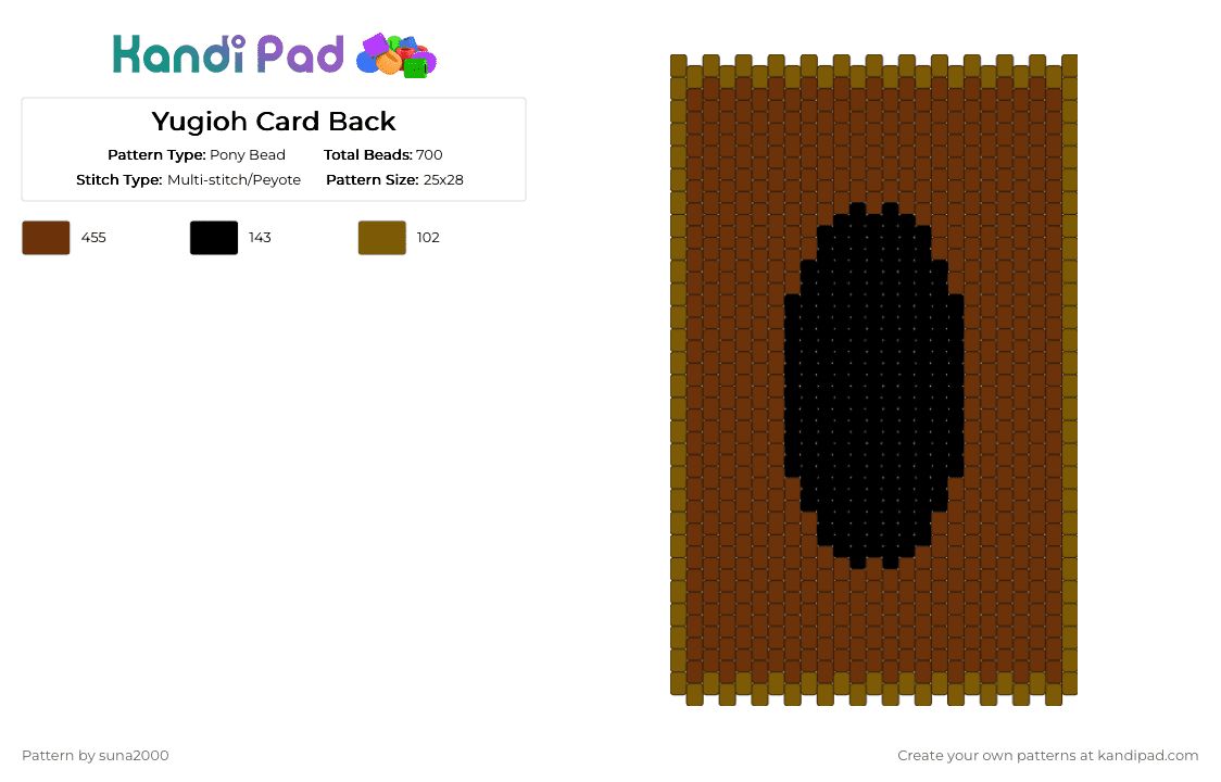 Yugioh Card Back - Pony Bead Pattern by suna2000 on Kandi Pad - brown