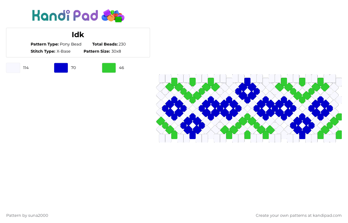 Idk - Pony Bead Pattern by suna2000 on Kandi Pad - green,purple