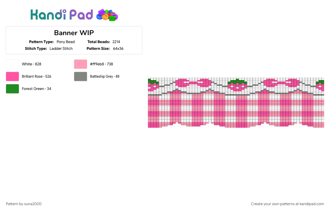 Banner WIP - Pony Bead Pattern by suna2000 on Kandi Pad - pink